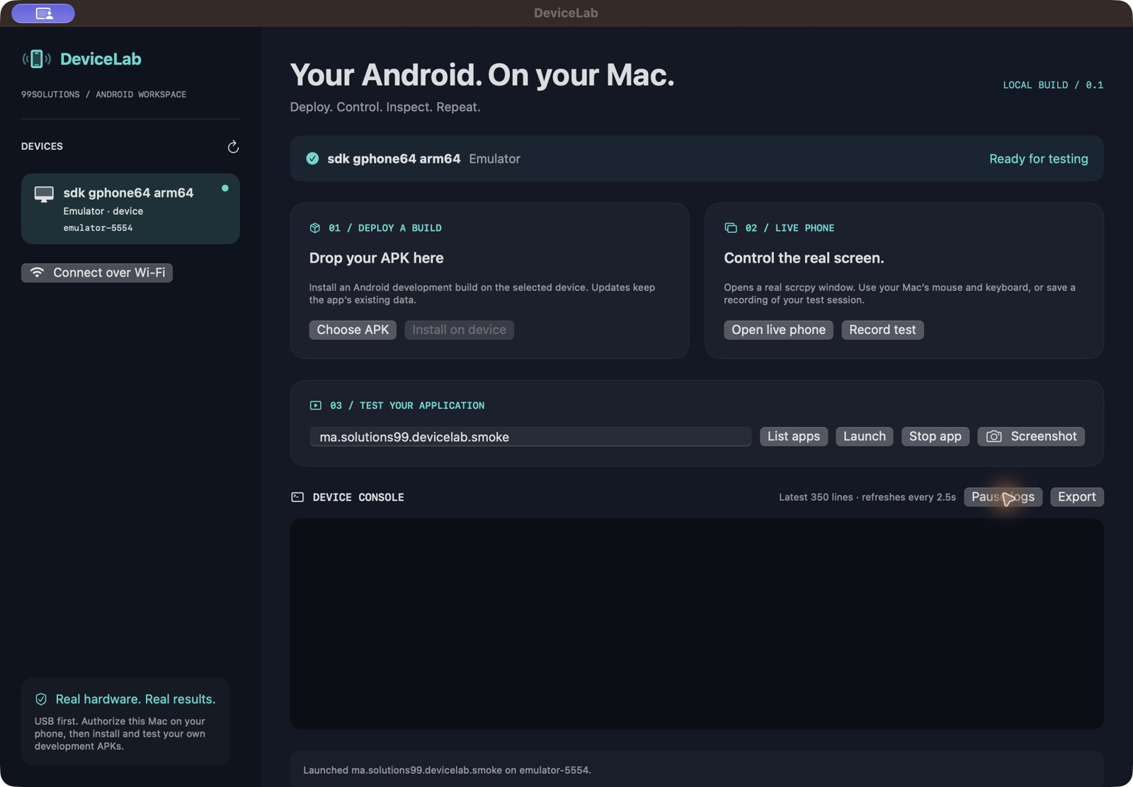 Inside the real application